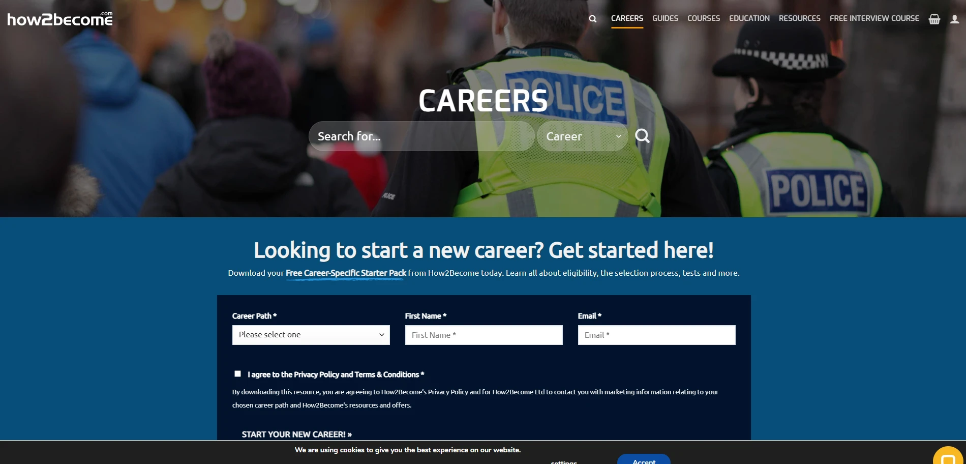 How2Become careers Page Implementation Screenshot