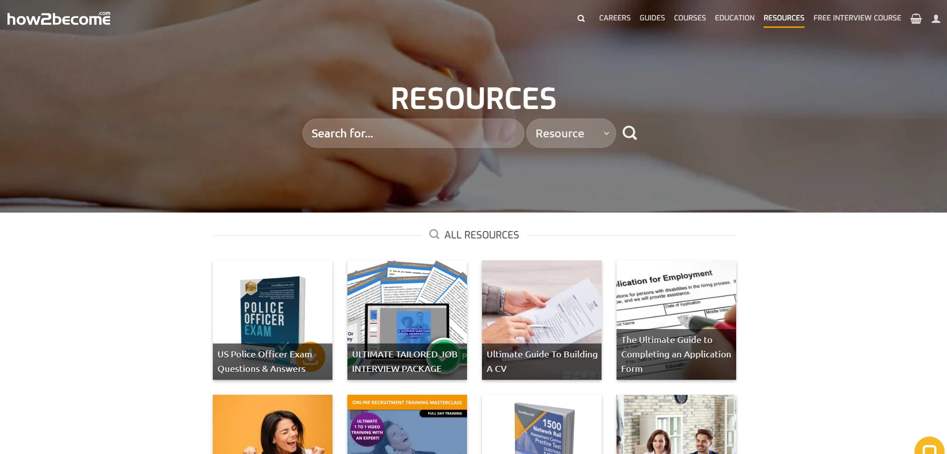 How2Become Resources Page Implementation Screenshot