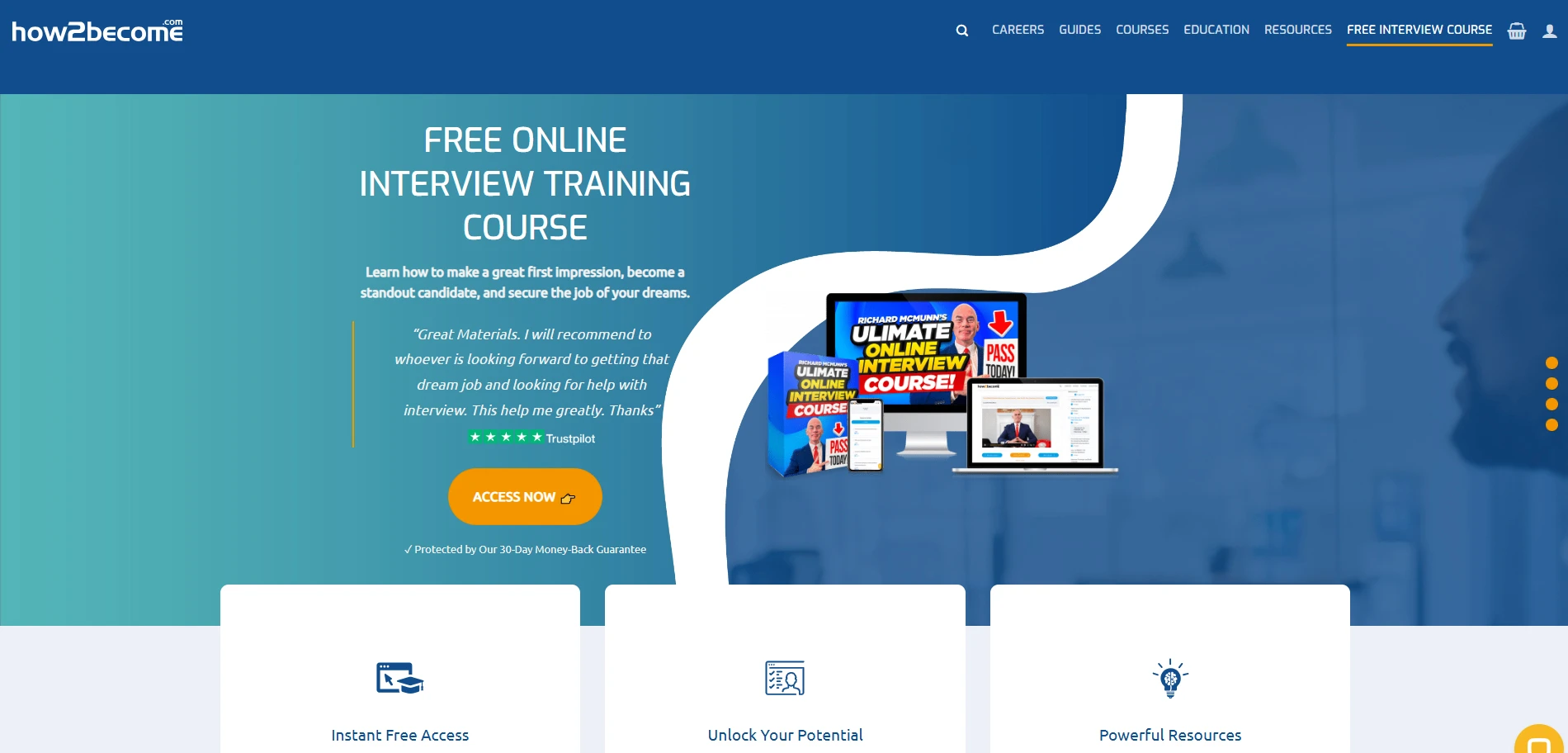 How2Become Training Course Page Implementation Screenshot