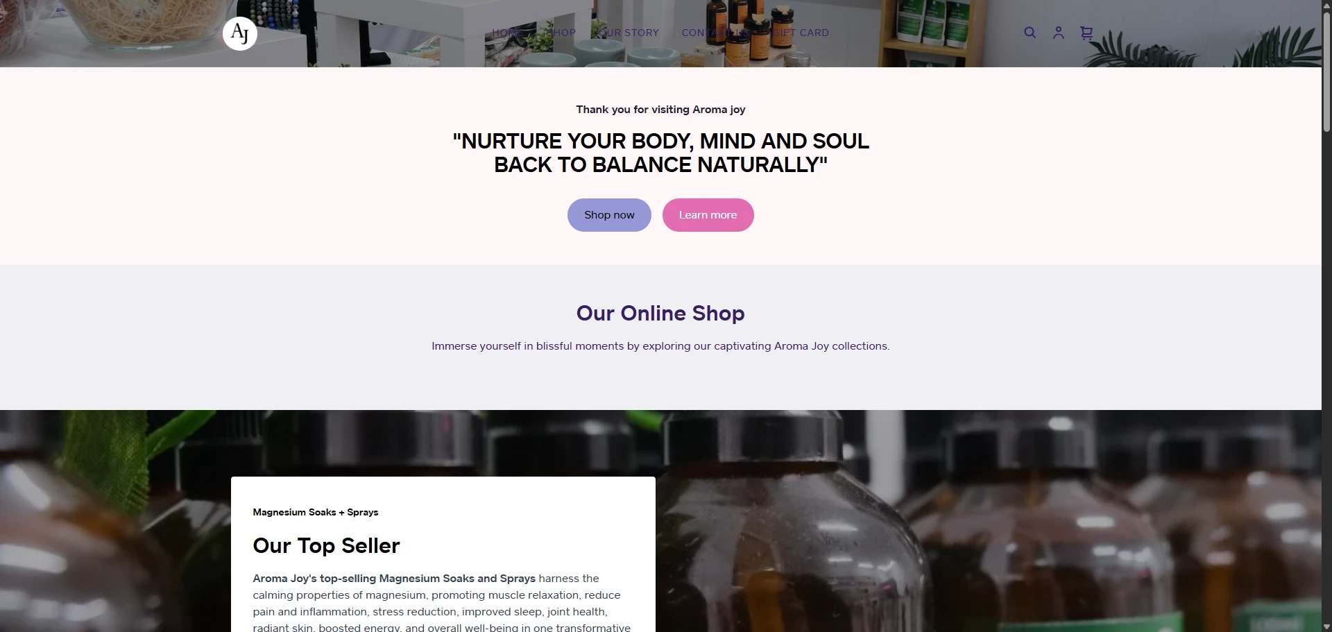 Aroma Joy Homepage Implementation Screenshot