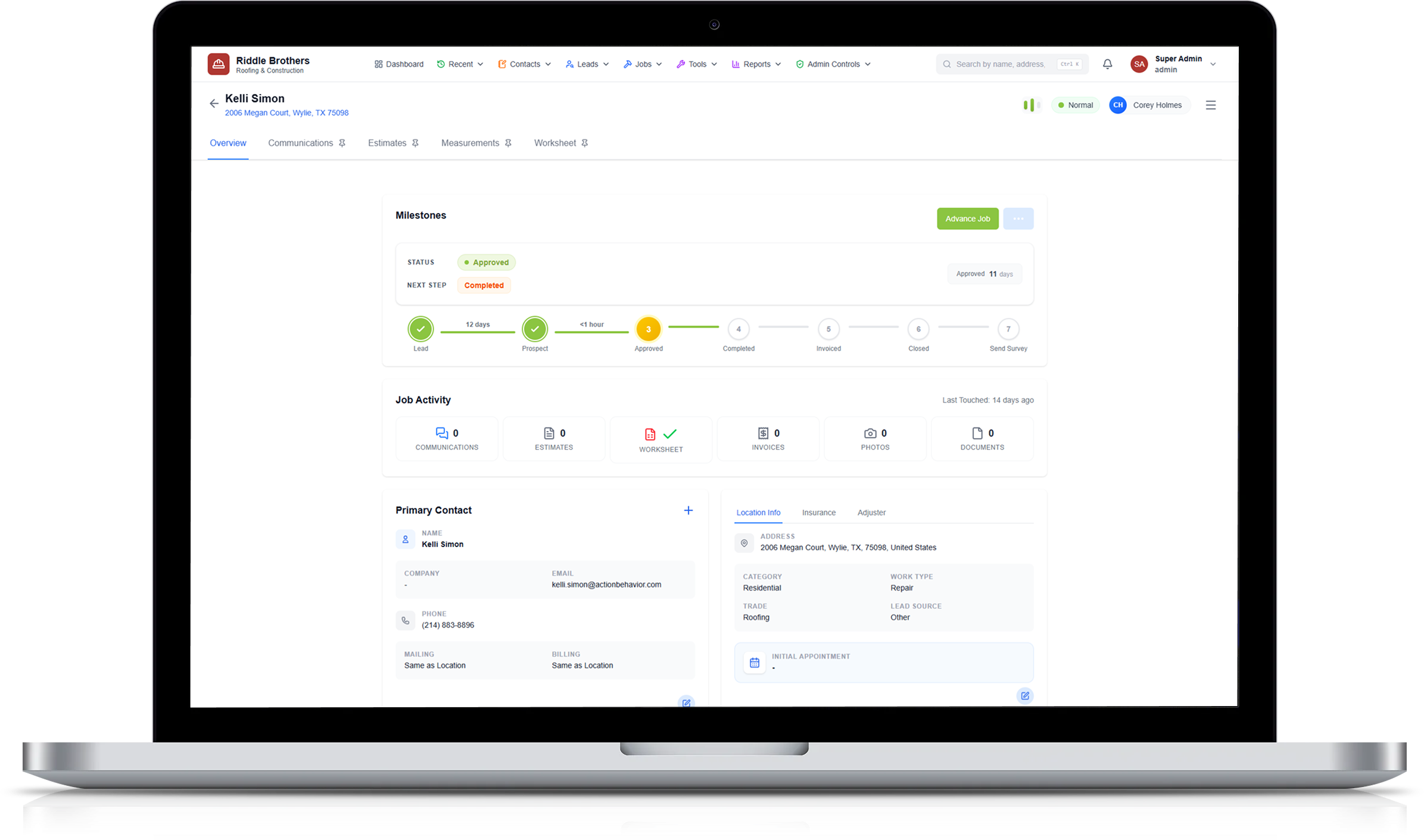 Construction, Construction CRM, Data Migration, Financial Integrations, Real-Time Collaboration, Roofing, SaaS, Webhook Processing store implementation screenshot